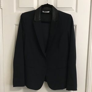 DKNY Navy Blazer with faux leather lapel GUC